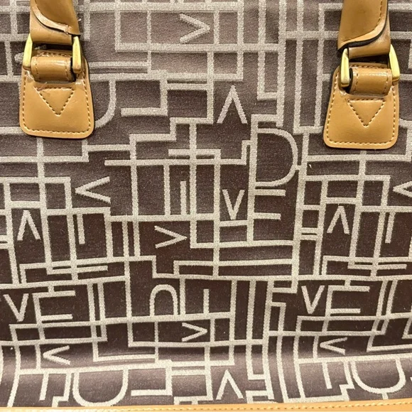 Diane Von Furstenberg Logo Large Fashion Laptop Tote Bag Olive & Camel 18x13x5 - Picture 8 of 12